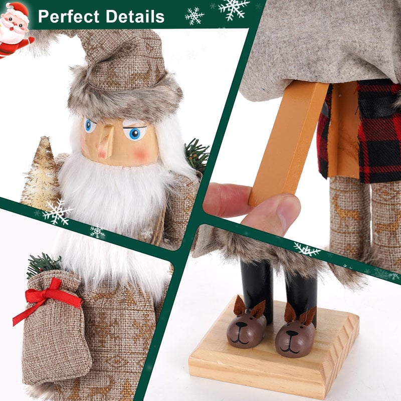 BXO Store Christmas Decorations Nutcracker Ornament,15 Inch Wooden Xmas Traditional Nutcracker,Festive Collectible Nutcracker Figures Party Tabletop Thanksgiving Decor(Santa Claus) - Image 2